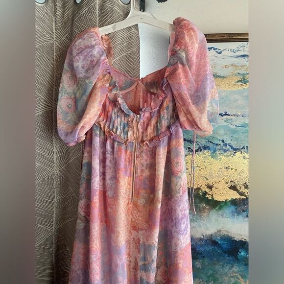 For love and lemons light multicolored dress with rods on the top part size XS - Picture 14 of 16